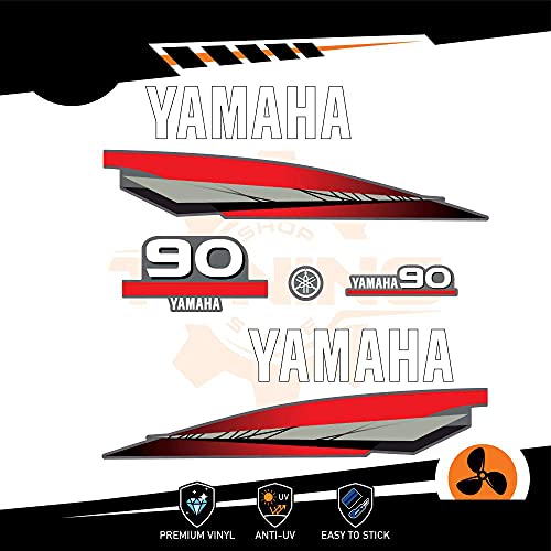 Generico Aufkleber-Set für Außenbordmotor, Yamaha 90 PS, 2-Takt-Version von Generico
