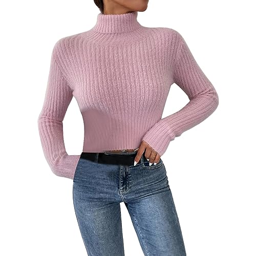 Générique Damen-Pullover, Rollkragen, Strick, Winter, warm, lässig, langärmlig, Winter-Sweatshirt, elegant, Rollkragen, Strickpullover, Winter, Slim Fit, Pullover, Strick, Vintage, Top von Générique