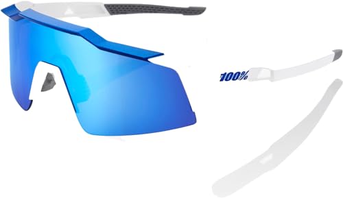 100% Speedcraft SL Sport-Sonnenbrille Performance - Sportbrille und Radbrille (Mattweiß/Metallic Blue) von 100%