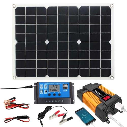 12-V-Solarpanel-Kit - 12-V-Starterkit für flexible monokristalline Solarmodule | 30A Controller Inverter für RV-Bootsanhänger Off-Grid-System von Generisch
