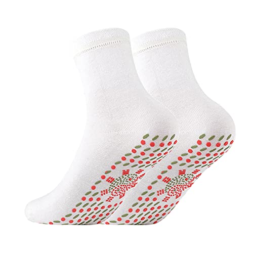 2024 - Turmalin Selbstheizung Beheizte Socken warm Kalte Fuß bequem Beheizt Kaschmir Socken Herren (White, One Size) von Generisch