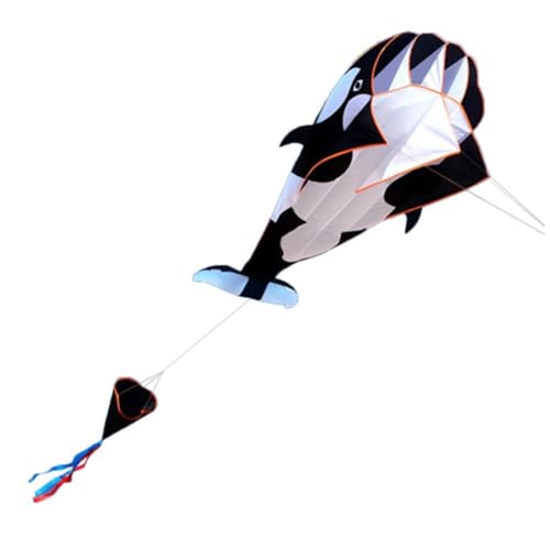 3D Frameless Kite weicher Parafoil Riesenwal Großer Strand Kite Kinder Kinder lustig Spielzeug Schwarz Weiß von Generisch