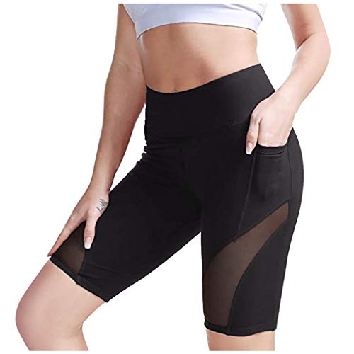 Activewear Für Damen, Mit Tasche Enge Schwarze Sommer Laufshorts Wanderhose Yoga Dreiviertel Bauchweg Gym Kurze Hose Radler Shorts Leicht Running Kurze Blickdicht Sport Laufhose Sport Leggings von Generisch