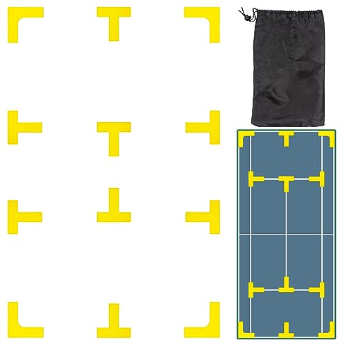Amviner Pickleball Court Markers Kit, Outdoor Auffahrt Pickleball Tennisplatz Boundary Throw Down Markers, Linien Markierung Set, Gelb von Generisch