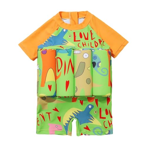Badeanzug mädchen 152 140 134 128 122 116 schwimmhilfe, Badeanzug mit Schwimmhilfe -Schwimmanzug Jumpsuits Funktions Shark Cartoon-Druck Unisex Bojenanzug Orange 100-L von Generisch