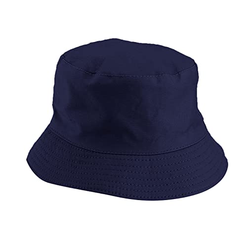 Badekappe Namen Unisex Double Side Wear Reversible Bucket Hat Trendy Cotton Twill Canvas Sun Fishing Hat Fashion Cap Angler Hut Schwarz (Navy, One Size) von Generisch