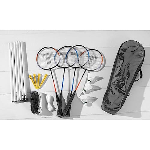 Badminton Set - 4X Badmintonschläger - 3X Badmintonbälle Federball - Netz von Generisch