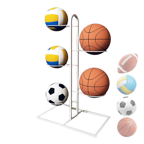 Ball-Aufbewahrungsregal, vertikaler mehrschichtiger Ballständer, Gusseisen, Ballregal für Fußball, Basketball, Ballhalter, Organizer, Regal für Basketball, Fußball, Volleyball von Generisch