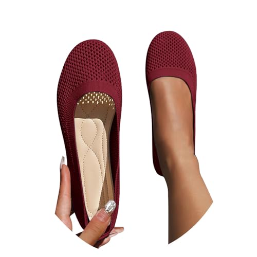 Barfussschuhe, Ballerinas Damen Slip On Strick Schuhe Mittelalter Mokassins Sommerschuhe Gymnastikschuhe Sneaker Elegant Loafer Tanzschuhe Mesh Stoffschuhe Geschlossene Halbschuhe von Generisch