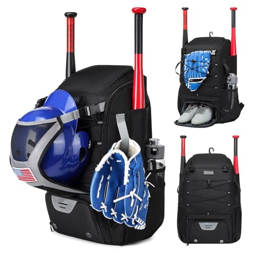 Baseball-Schlägertasche, leichte Softball-Schlägertasche für Jungen, Erwachsene, mit Zaunhaken, für TBallschläger, Helme, Mützen, Teeball-Ausrüstung von Generisch