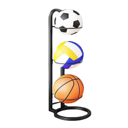Basketballball-Aufbewahrungsregal, 2 Etagen, Metall, vertikal, Ball-Sportausrüstung, Ball-Organizer, Ball-Aufbewahrungsregal, Basketball-Halter, Präsentationsständer für Volleyball, Fußball, von Generisch