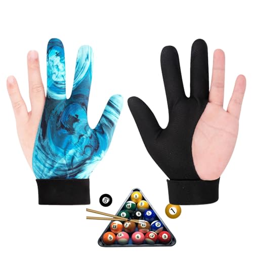 Billard-Queue-Handschuhe, professionelle 3-Finger-Handschuhe für Billard-Shooter, Tischtennis-Handschuhe, Billardzubehör, rutschfest, verstellbare Dichtheit für rechte oder linke Hand von Generisch