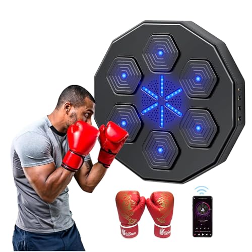 Bluetooth Musik Boxing Machine, Intelligente Boxmaschine Zur Wandmontage für Heimübungen Dekompression, Boxen Training Geräte mit Boxhandschuhen für Kinder, Erwachsene, Heimtraining, Fitnessstudio von Generisch
