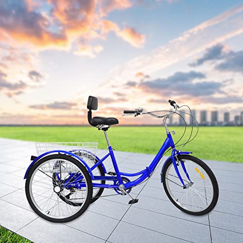 Dreirad für Erwachsene, 7 Gänge, sicheres Dreirad mit Komfort-Sitzkissen und Aufbewahrungskorb, perfekt für Outdoor-Sportarten und Einkaufen! von Generisch