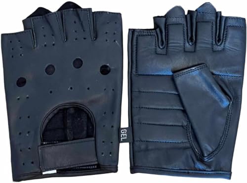 Fingerlose Handschuhe | Ohne Finger Leder Motorradhandschuhe Herren Damen| Fingerlos Fahrradhandschuhe, Sporthandschuh, Gym Fitness Handschuhe auch für MTB Taktische Gloves (M) von Generisch