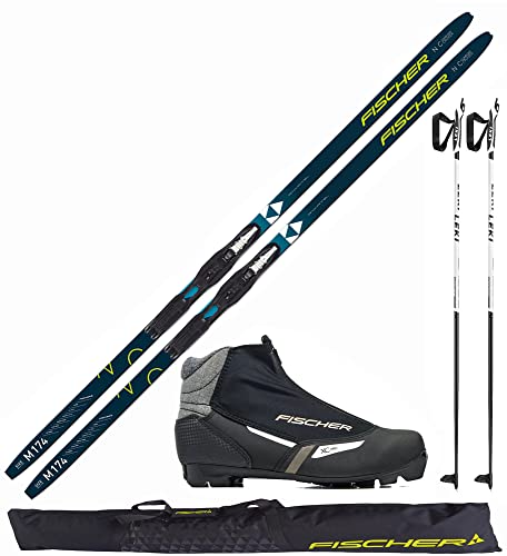 Fischer Langlaufski-Set Comfort Cruiser + Bindung + Schuhe Womens + Stöcke + Skisack (L ( 184cm Länge - für 80 - 95kg Körpergewicht)) von Generisch