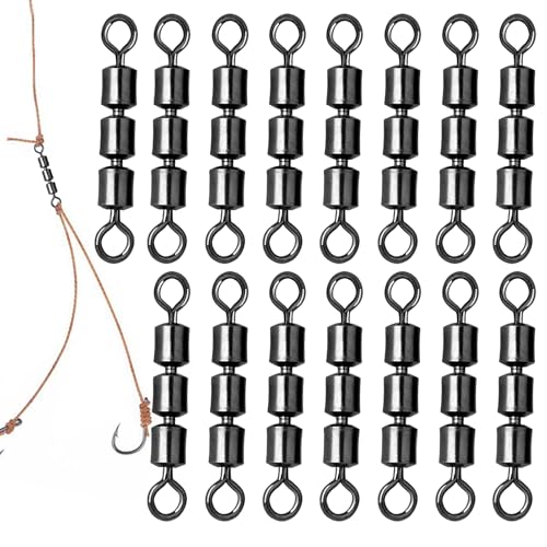 Fishing Swivels | 3 Roller Angeln Wirbel Set 15 Stücke - Edelstahl Zubehör Ausrüstung Set | Angelausrüstung von Generisch