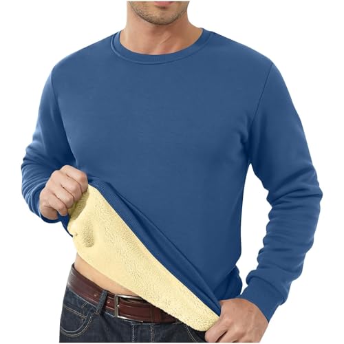 Fleecepullover Herren, Pullover Herren Warm Langarmshirts Basic Sweatshirts Langarm Pulli Casual Sweater Gefüttert Fleece Streetware Weich Winterpullover Jumper Thermo Hoodie, 3XL von Generisch