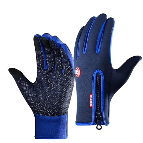 Frostfit - Thermo Handschuhe Unisex Outdoor Hiking Skiing Anti-Slip Touch Screen Windproof Waterproof Plus Velvet Premium Thermo Gloves (Blau, M) von Generisch