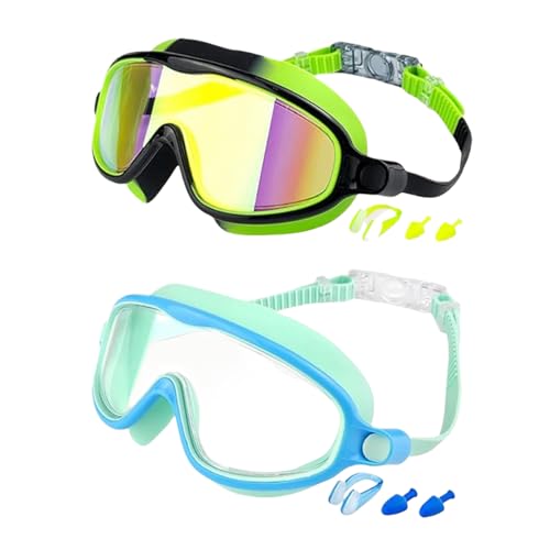 Generico Schwimmbrille – breite Sicht UV Schwimmbrille | Anti-Beschlag wasserdicht mit Nasenklammer für Kinder Mädchen Pool Sommer Schnorcheln Tauchen von Generisch