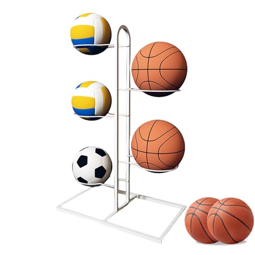 Generisch Ballaufbewahrungsregal,Ballständer Fussball,Basketball Holder,Ball aufbewahrung,Ballregal,Vertical Ball Storage Rack,Removable Storage,Mehrschichtiges Ball Organizer Rack von Generisch