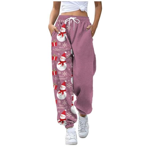 Generisch Damen Jogginghose Weihnachten Sporthose Loose Fit Trainingshose Sweatpants Lang Yoga Hosen Hohe Taille Trainingshose Sporthose Button Fitness Sweathose von Generisch