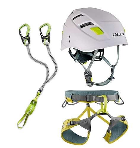 Generisch Edelrid Klettersteigset Cable Comfort 6.0 + Gurt Jay Wasabi + Helm Zodiac Snow (Größe L (Taillenumfang 78-98cm Beinumfang 55-65cm)) von Generisch
