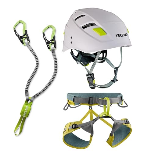 Generisch Edelrid Klettersteigset Cable Kit 6.0 + Gurt Jay Wasabi + Helm Zodiac Snow (Größe L (Taillenumfang 78-98cm Beinumfang 55-65cm)) von Generisch