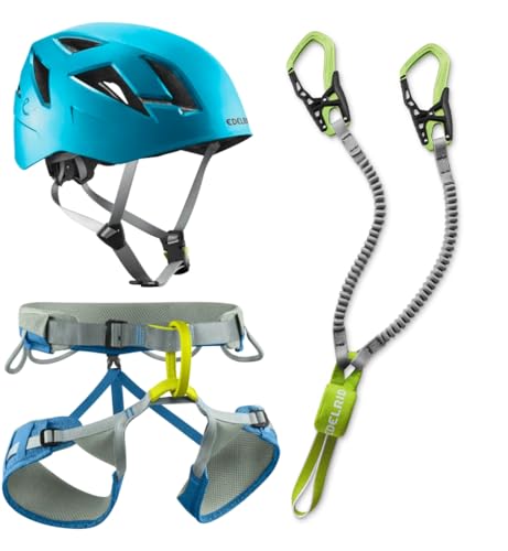 Generisch Edelrid Klettersteigset Cable Kit 6.0 + Gurt Jay inkblue + Helm Zodiac icemint (Größe L Taillenumfang 78-98cm Beinumfang 55-65cm) von Generisch