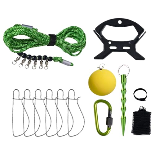 Generisch Fischerei -Stringer -Kit | 6pcs Edelstahlfischschlösser mit 16,4 -Fuß -Seil | Professioneller Fischhalter für Basslachsforellenwels | Kajakbootbank Outdoor Angler Ausrüstung von Generisch