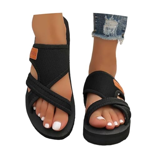 Generisch Orthopädische Sandalen Damen Hallux Pantolette Flip Flops Mesh Leicht Strandsandalen Hausschuhe Flach Bequeme Big Toe Hausschuhe Flip-Flops Breite Füße Flachesandalen Gr.36-45 von Generisch