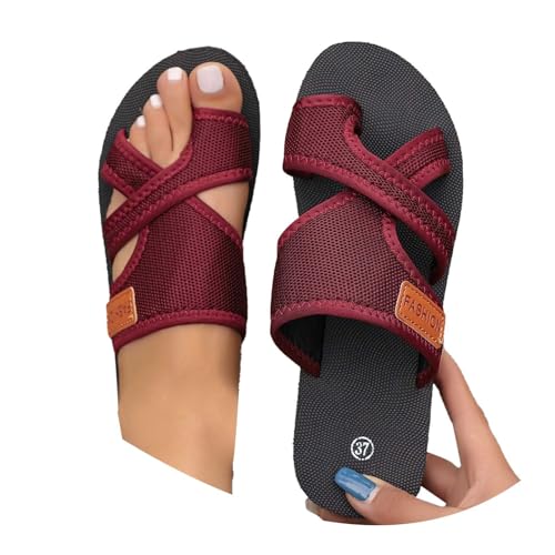 Generisch Orthopädische Sandalen Damen Hallux Valgus Sommer Flach Pantolette Leichte Mesh Strandsandalen Bequeme Big Toe Hausschuhe Elegant Breite Füße Casual Freizeitschuhe Pantolette Sommerschuhe von Generisch