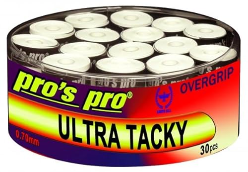 Generisch Pro's Pro 30 STK. Ultra Tacky Overgrip 0,70mm - für Tennis, Badminton, Padel, Squash (Weiss) von Generisch