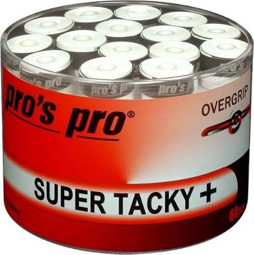 Generisch Pro's Pro 60 STK. Super Tacky Plus Overgrip - für Tennis, Badminton, Padel, Squash (Weiß) von Generisch