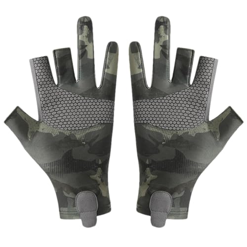 Generisch Sommer-Outdoor-Angelhandschuhe, UV-Schutzhandschuhe zum Angeln | UPF50+ 3-Finger-geschnittene, verschleißfeste Angelhandschuhe - Ruderhandschuhe, atmungsaktiv und bequem, Angelzubehör von Generisch