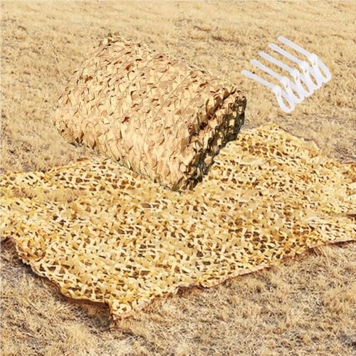 Generisch Sonnenschutz Camouflage Net Beige, Verstärktes Tarnnetz 1m 2.5m 4m 6m 8m 10m 12m 15m, Jagd Tarnung Net, Sonnenschutz Autoabdeckung(3 x 4(m)) von Generisch