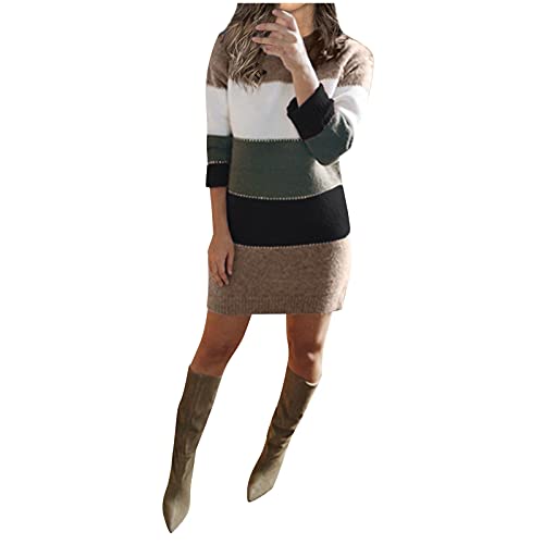 Generisch Strickkleid Damen Winter Langarm Freizeitkleid Herbst Und Winter Strickkleid Bodycon Knitted Kleid Pulloverkleid Freizeitkleid Knielang Sweatshirtkleid Einfarbig Freizeitkleid von Generisch