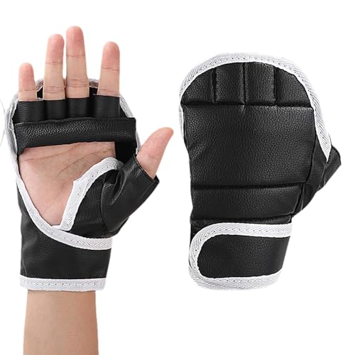 Generisch Taekwondo-Handschuhe, Halbfinger-Handschuhe - 2 Stück Kickboxhandschuhe im Halbfinger-Design - Trainingstaschenhandschuhe, Handgelenkschutz, MMA-Handschuhe, fingerlose Boxhandschuhe für Muay von Generisch