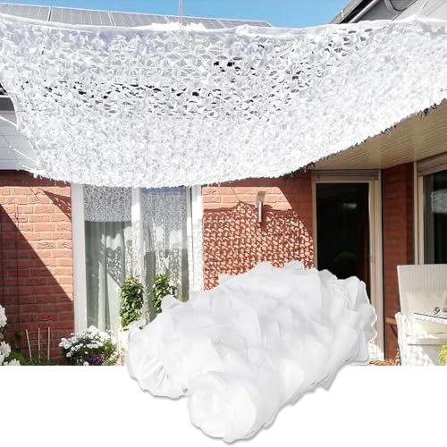 Generisch Tarnnetz Weiß 3x9m(9.8x29.5ft), Sonnenschutz Camouflage Netz, Sichtschutz Tarnnetz Militär, Für Garten Pergola,Terrasse, Partydekoration, Verstärktes Tarnnetz von Generisch