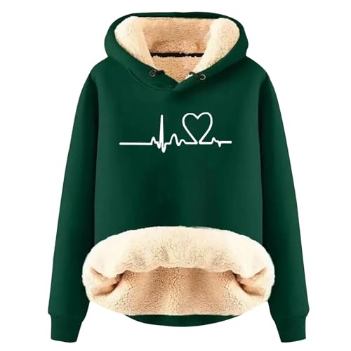 Generisch Teddy Pullover Damen,Hoodie Damen - Kapuzenpullover mit Tasche Teddy-Fleece Pullover Einfarbig Casual Langarm Sweatshirt Verdickt Warm Oberteil Fleecepullover für Herbst Winter Blue 4XL von Generisch