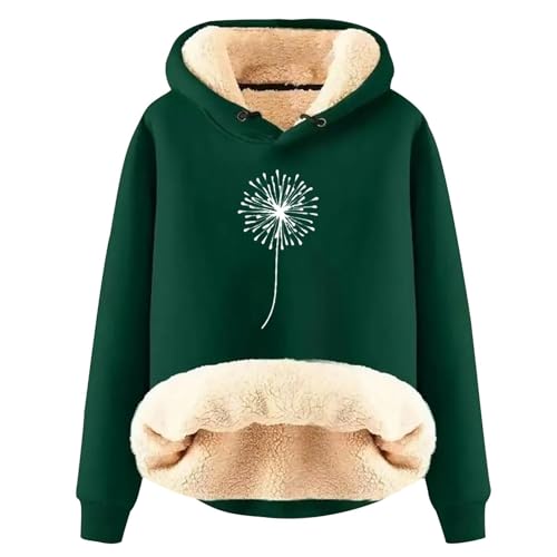 Generisch Teddy Pullover Damen,Hoodie Damen - Kapuzenpullover mit Tasche Teddy-Fleece Pullover Einfarbig Casual Langarm Sweatshirt Verdickt Warm Oberteil Fleecepullover für Herbst Winter Blue 5XL von Generisch