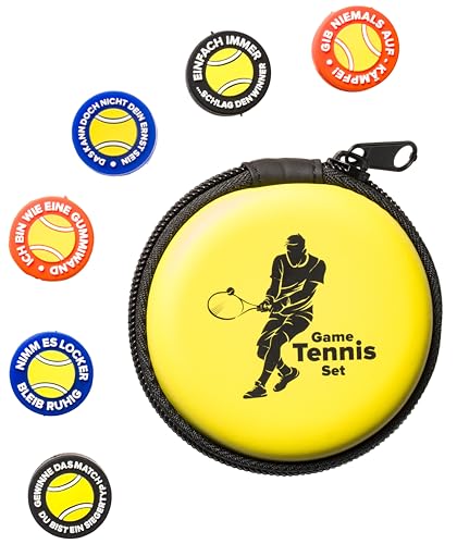 Generisch Tennis Dämpfer (6 Stück) mit Motivierenden Sprüchen in lustigem Reißverschluss-Geschenkpaket. Motivierender Vibrationsdämpfer für Ihren Schläger und Saiten von Generisch