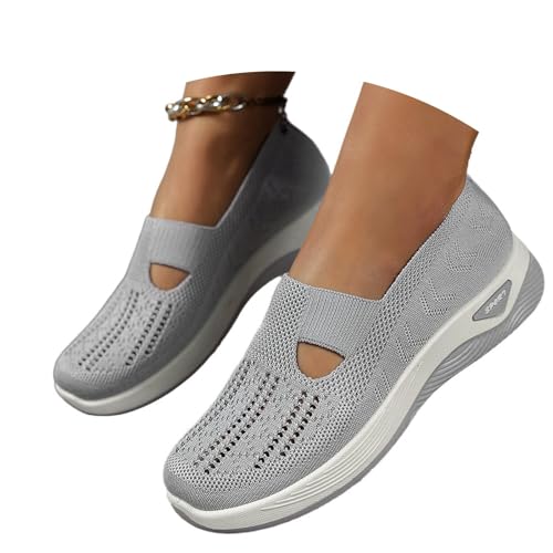 Generisch damen schuhe sommer elegant sandalen bequem pantoletten, Orthopädische Schuhe Damen Weite H Leicht Walkingschuhe Bequem Sneaker Atmungsaktives Vermascht Memory Schaum Grau 39/EU von Generisch