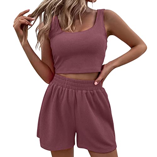 Sommer Outfits Zweiteiler 2 teiler Kleidung Sport Outfit Set Klamotten Damen Teenager mädchen Sommer Sets von Generisch