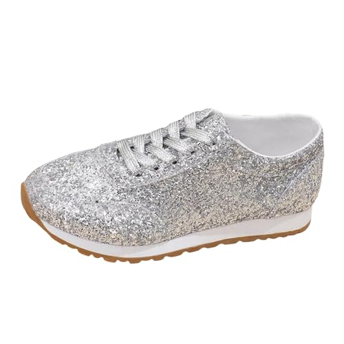 Glitzer Schuhe Damen Glänzend Turnschuhe Elegant Sneaker Karneval Party Laufschuhe Pailletten Festliche Damenschuhe Silvester Rave Stiefeletten Brautschuhe Flach von Generisch