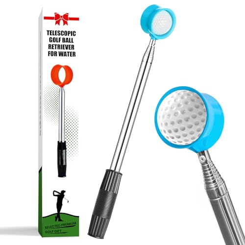 Golf Ball Retriever Ballsammler für Wasser Teleskop 9Ft/12Ft, Golf Ball Retriever Werkzeug Rostfrei Golf Ball Grabber Golfgeschenk für Männer Damen Golfer (Blau, 12ft) von Generisch