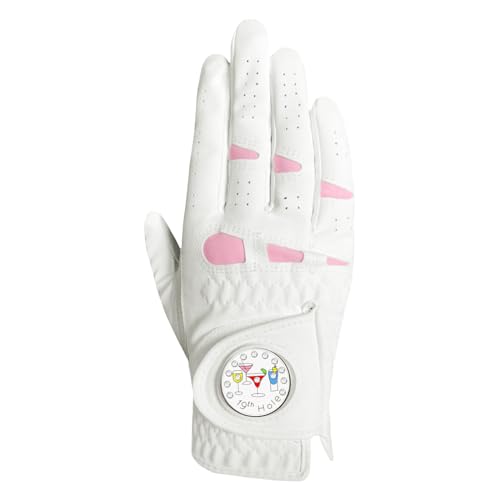 Golf Handschuhe Frauen Linke Hand Rechts mit Ball Marker Value Pack, Lady Golf Handschuhe All Weather Grip Regen Weiches Leder Rosa (Rosa, L, Rechts) von Generisch
