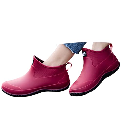 Gummistiefel Damen Halbhoch Für Garten - Transparent Regenschuhe Sommer wasserdichte Weit Regenstiefel Gummistiefel Halbhoch Leicht rutschfest Gartenschuhe Reitstiefel Bequem Mit Absatz Stiefeletten von Generisch