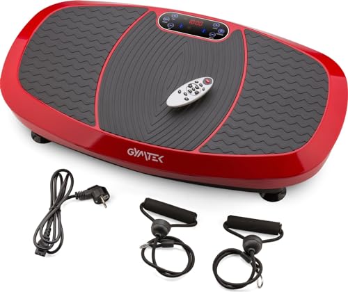 Gymtek Vibrationsplatte 3D mit Dual-Motor und Bluetooth - Rüttelplatte Sport für Zuhause - Vibrationsmatte für Fettverbrennung und Muskelaufbau (Rot) von Generisch