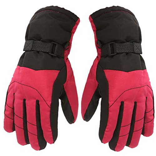 Handschuhe Kinder Winter Skihandschuhe Junge Mädchen Wasserdicht Fleece Fahrradhandschuhe Kinder Sport Winddicht Laufhandschuhe für Klttern Snowboard Skifahren Fingerhandschuhe (Hot Pink-C, M) von Generisch